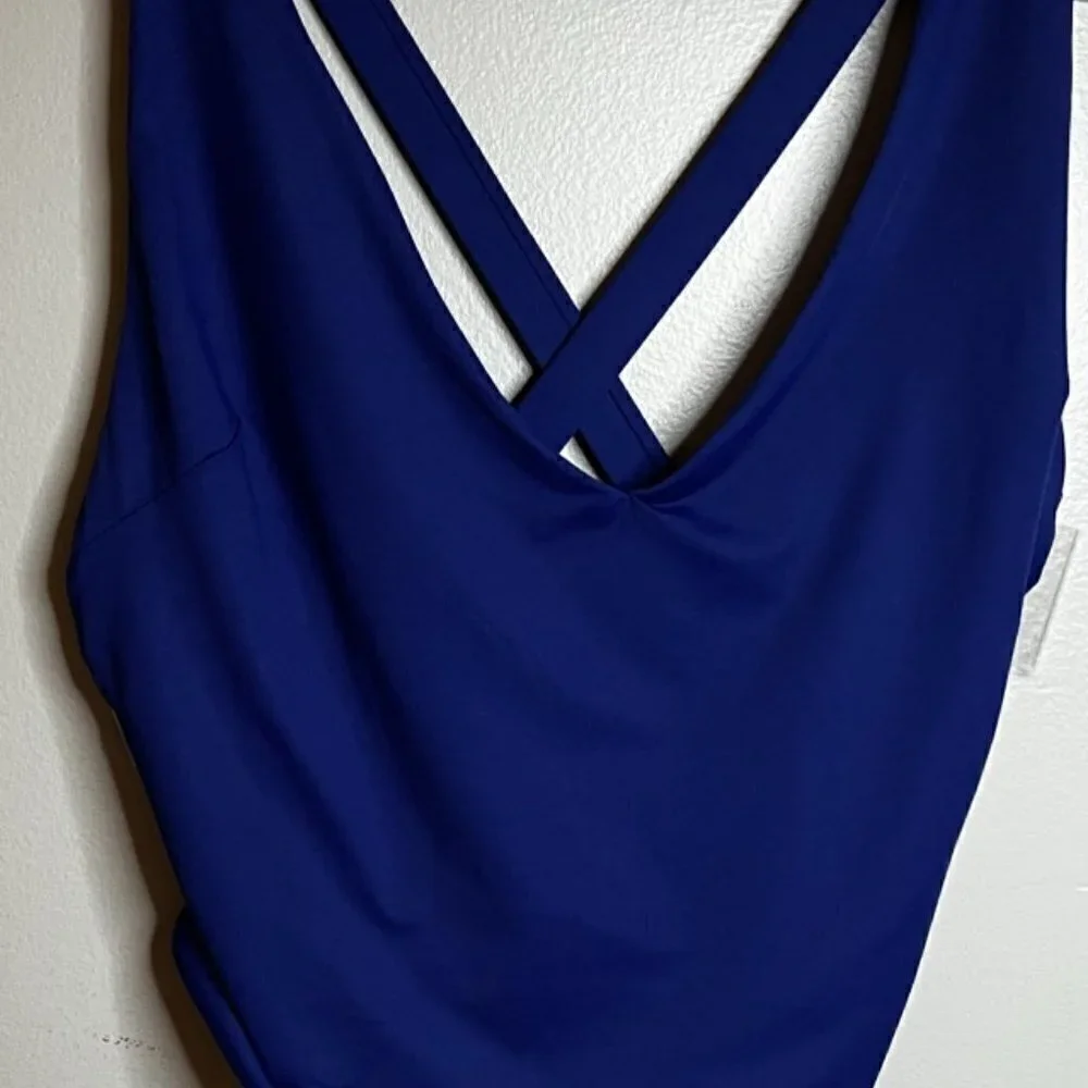 Vitamin A Jadon Plunge High Leg Swimsuit Women's14 EcoLux Blue 19284